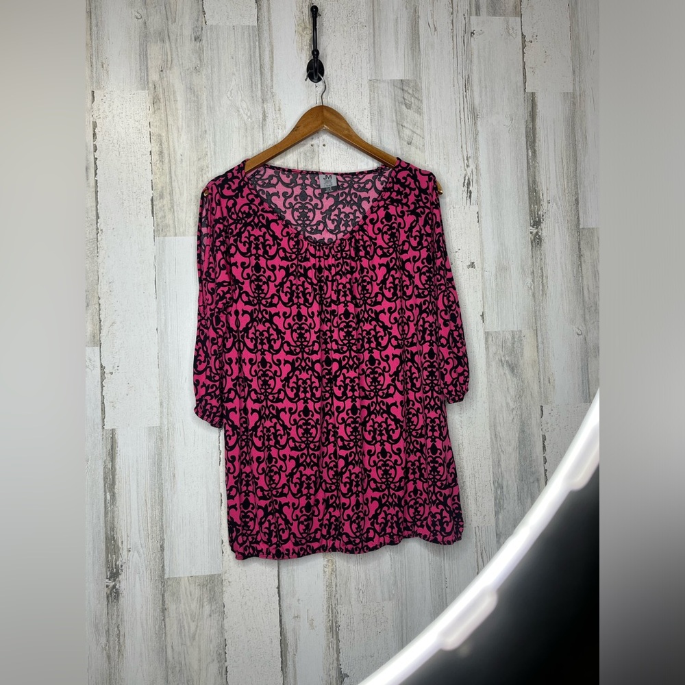 Johnathan Martin Collection Women's Plus Size Top Pink Black Size 1X